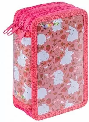Piórnik z wyposaż. 3-komorowy Bunnies różowy - tantis.pl
