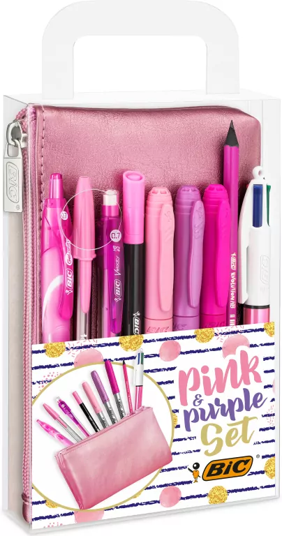 BIC. Zestaw przyborów w etui. Pink&Purple - tantis.pl