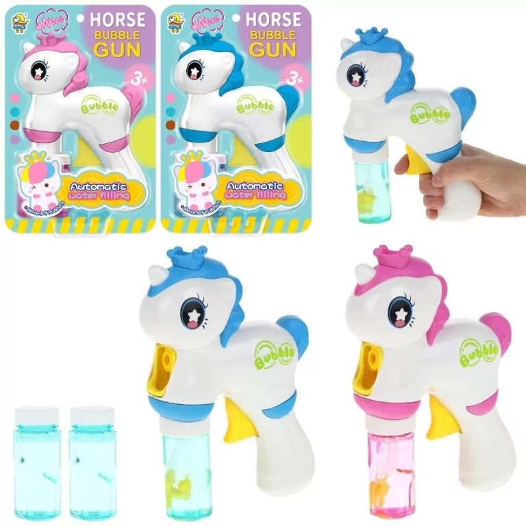 Pistolet na bańki jednorożec 2x60ml MIX - tantis.pl