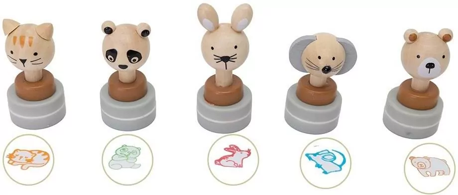 Drewniane pieczątki z tuszem, zwierzęta - tantis.pl