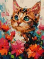 Malowanie po numerach. Kot w kwiatach 30x40cm - tantis.pl
