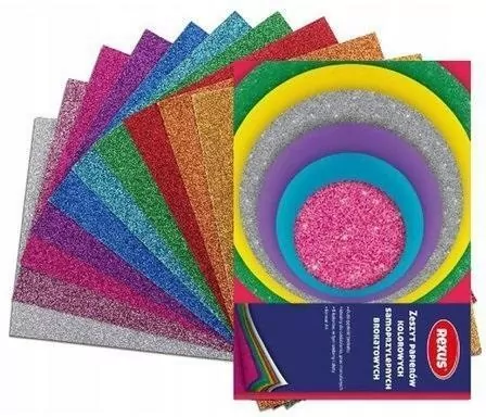 Papier kolorowy samoprzylepny brokatowy. A5/8 kartek. 1 sztuka - tantis.pl