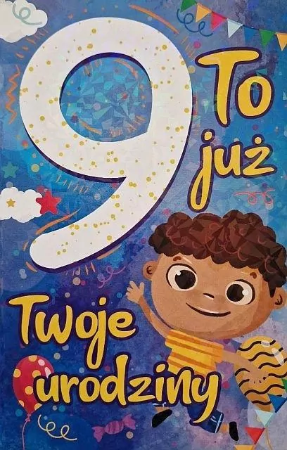 Karnet. Urodziny 9 chłopiec - tantis.pl