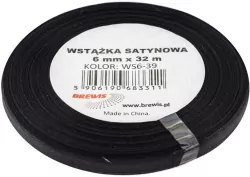 Wstążka satynowa czarna 6mmx32m