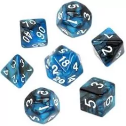 Komplet kości 2-kolorowych Czarno-Niebieskie