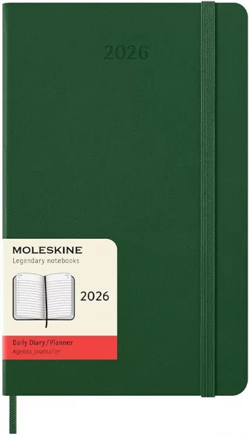 Kalendarz 2026 12M Moleskine L twarda oprawa dzienny Myrtle Green 13x21cm - tantis.pl