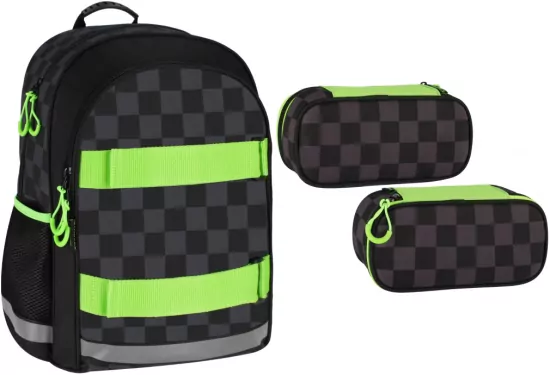 Pakiet Szachownica deskorolka: plecak / piórnik saszetka