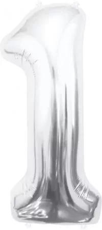 Balon foliowy B&C cyfra 1 srebrna 85cm - tantis.pl