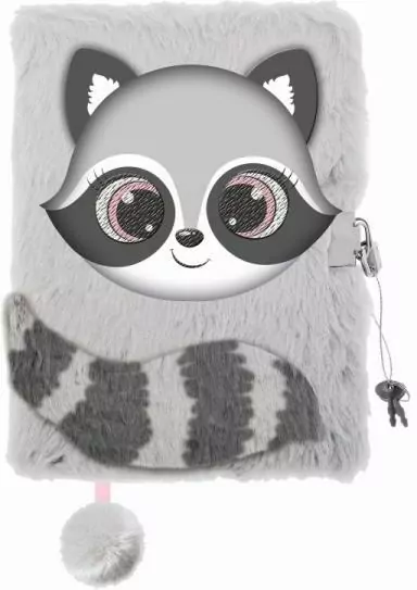 Pamiętnik z kłódką A5/96K 3D włochacz Raccoon - tantis.pl