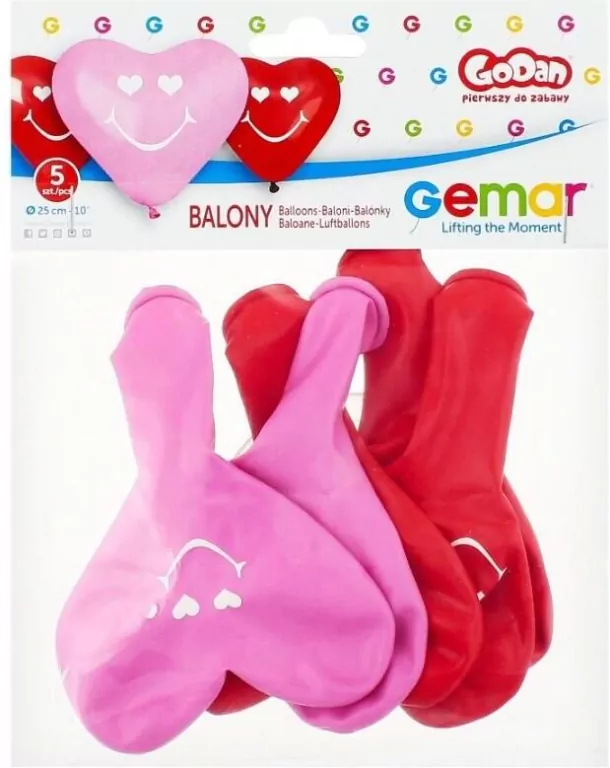 Balony Uśmiechnięte serca 5 sztuk - tantis.pl