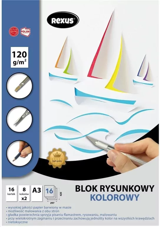 Blok rysunkowy A3/16K, kolorowy. Premium - tantis.pl