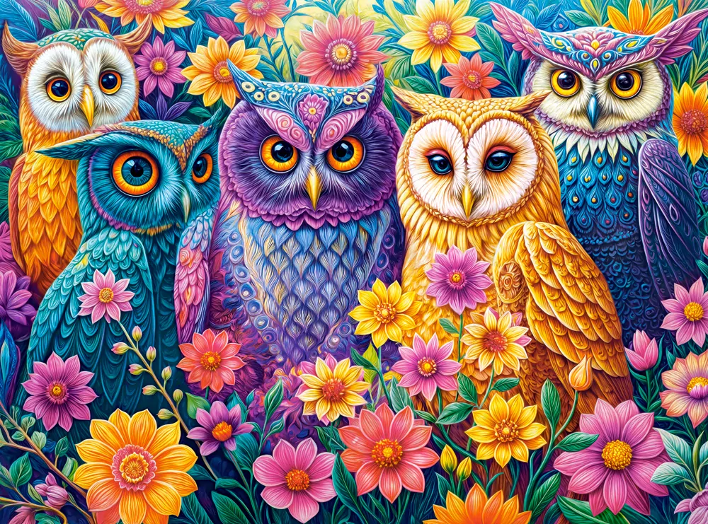 Puzzle 3000 Flower Owl Meeting CASTOR - tantis.pl