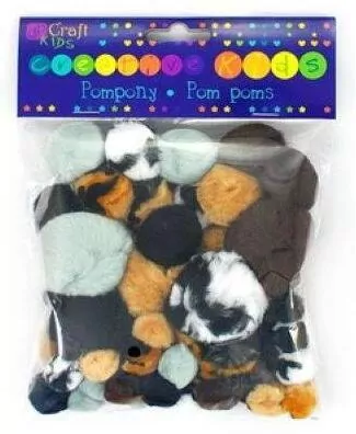 Pompony akrylowe animal prints 56szt mix - tantis.pl