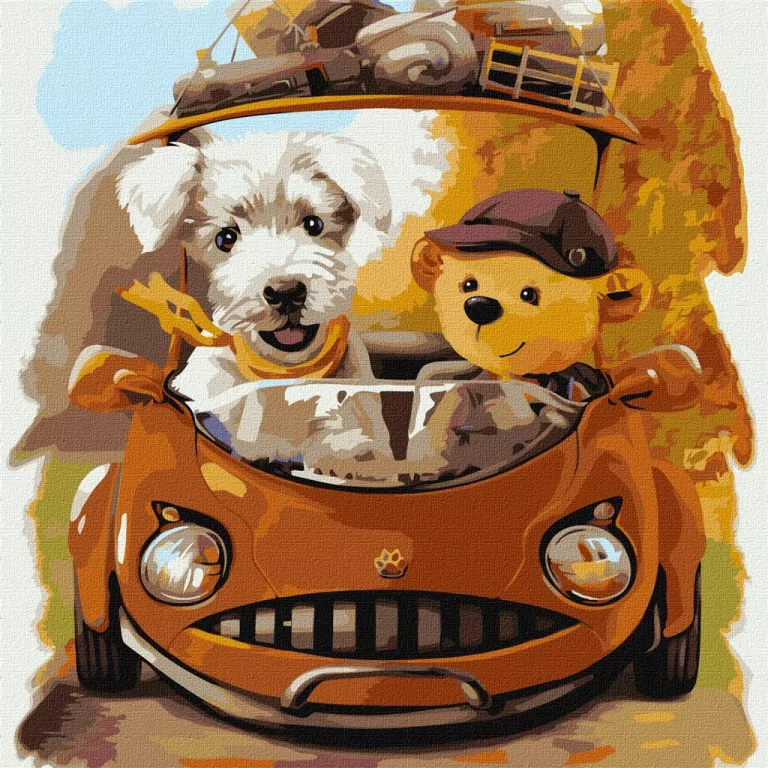 Malowanie po numerach - Przyjazna podróż 40x40cm - tantis.pl