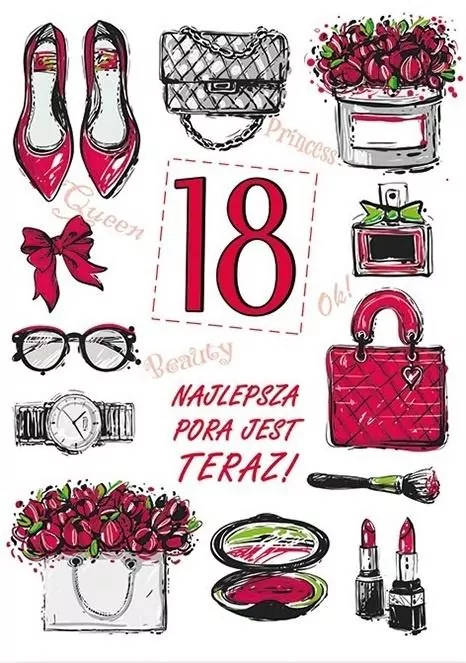 Karnet Party naklejany B6+koperta Urodziny 18 wz09 - tantis.pl