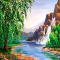 Mozaika diamentowa 5D - Wodospad 40x30cm - tantis.pl