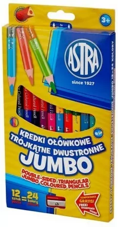 Kredki ołówkowe dwustronne Jumbo. 12 sztuk 24 kolory - tantis.pl
