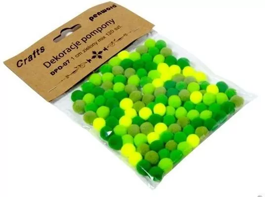 Dekoracje pompony 1cm mix zielony - tantis.pl