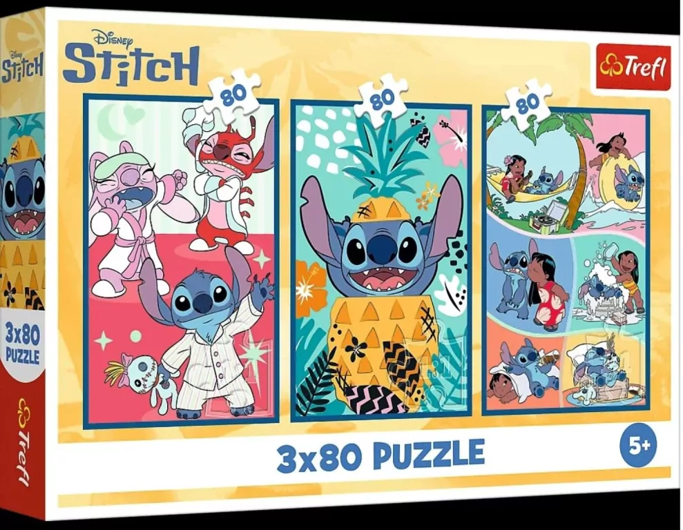 Puzzle 3x80 Świat Stitcha TREFL - tantis.pl