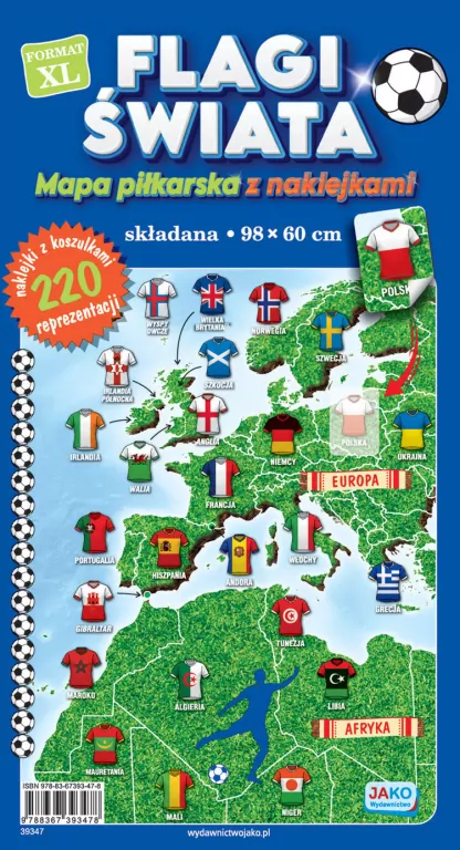 Flagi świata. Mapa piłkarska z naklejkami - tantis.pl