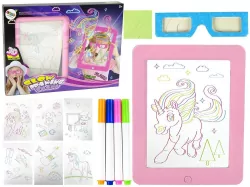 Tablica podświetlana 3D. Różowa