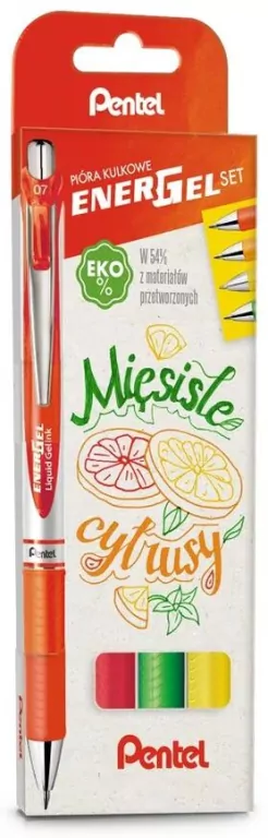 Pentel. Pióro kulkowe.  EnerGel cytrusy, 4 kolory - tantis.pl