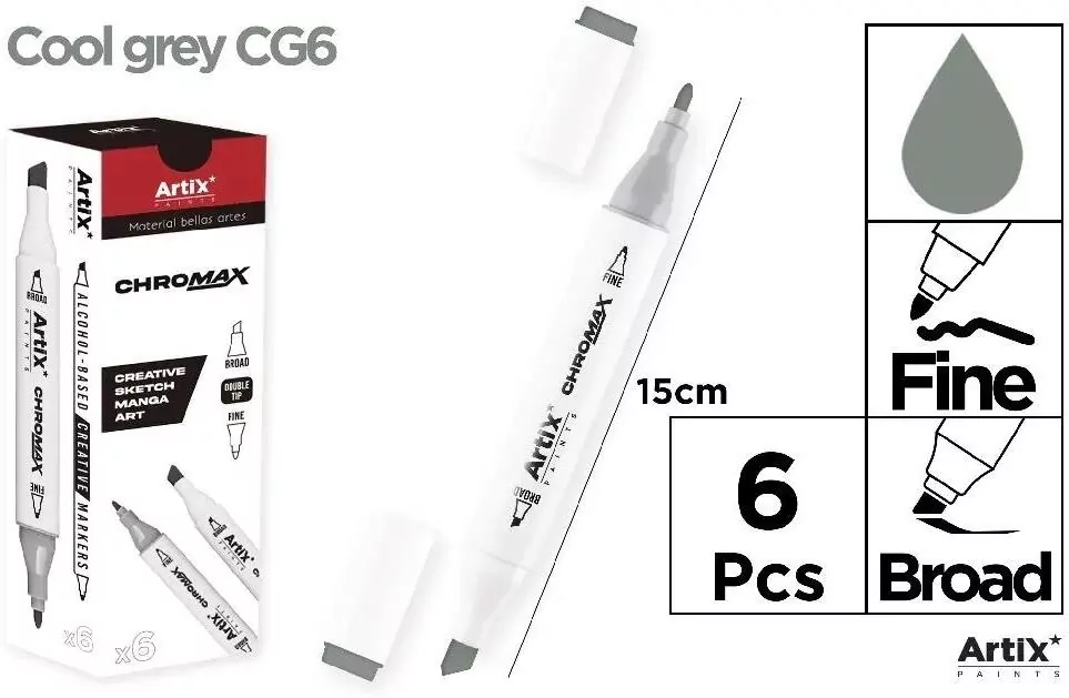 Marker Chromax z 2 końcówk. cool grey CG6 - tantis.pl
