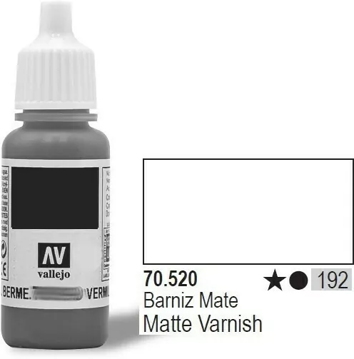 VALLEJO Lakier Nr192 Mat t Varnish 17mlAuxiliary - tantis.pl