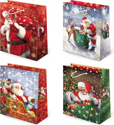 Torebki ozdobne Mikołaj realistyczny 10 sztuk Mix