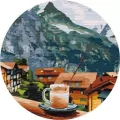Malowanie po numerach okrągłe - Cappuccino 40cm - tantis.pl
