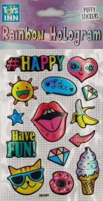 Naklejki rainbow hologram - Happy. ToysInn