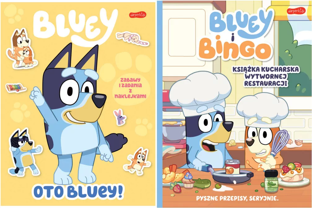 Pakiet: Oto Bluey! Zabawy i zadania z naklejkami / Książka kucharska Wytwornej Restauracji. Bluey i Bingo - tantis.pl