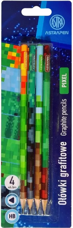 Ołówki grafitowe trójkątne HB Astrapen Pixel blister 4 szt. - tantis.pl
