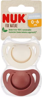 NUK. For Nature. Smoczki. 0-6 miesięcy. Beżowy i czerwony