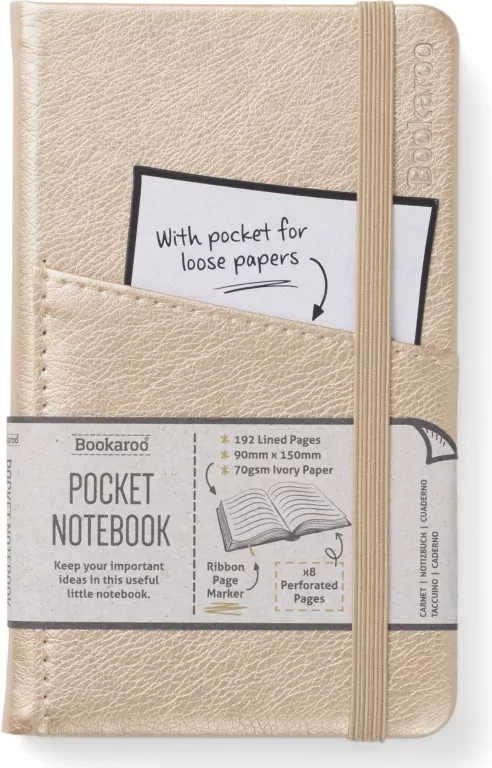 Bookaroo Notatnik Journal Pocket A6. Złoty - tantis.pl