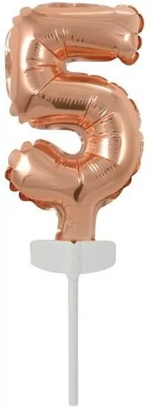 Balon foliowy mini cyfra 5 różowe złoto 7x12cm - tantis.pl