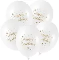 Balony ze złotym nadrukiem. Happy Birthday, 5 sztuk - tantis.pl