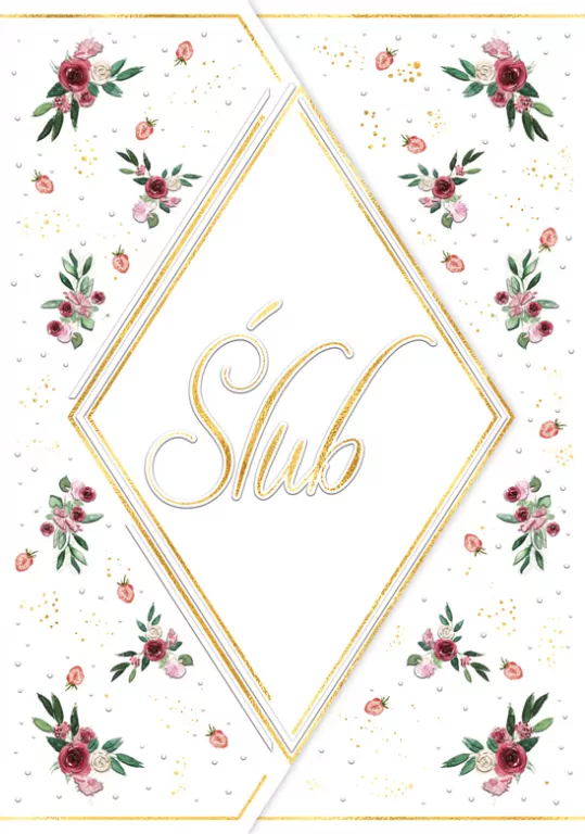 Karnet A5 ślub Róże z tortu - tantis.pl