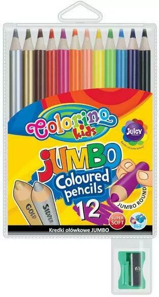 Kredki ołówkowe Colorino okrągłe Jumbo 12 kolorów + temperówka - tantis.pl