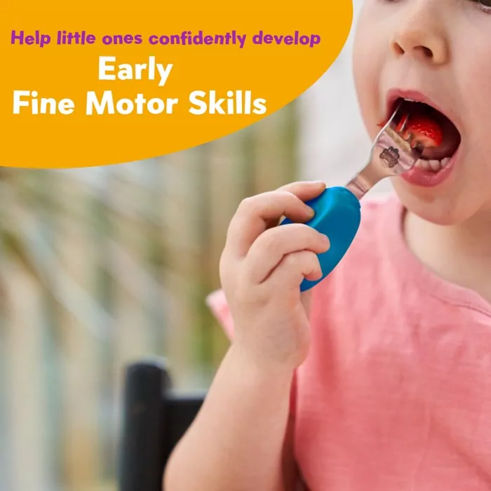 Nana's Manners 2 zestaw sztućców widelec i łyżka niebieski - tantis.pl