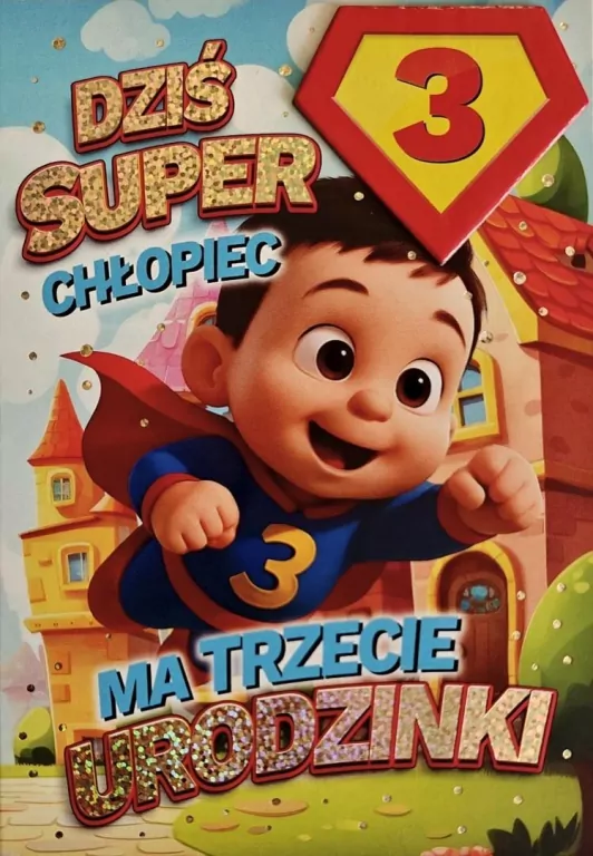Karnet Urodziny 3 chłopiec - Superbohater - tantis.pl