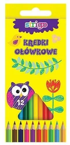 Kredki trójkątne ołówkowe 12 kolorów STRIGO - tantis.pl