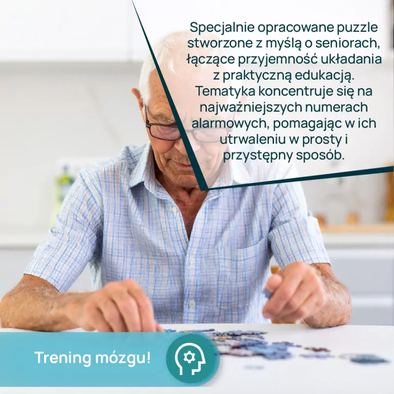 Gra dla Seniora. Puzzle Numery Alarmowe - tantis.pl