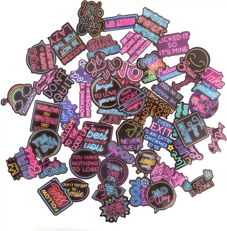 Naklejki winylowe neon motywacyjne 5-8cm - tantis.pl