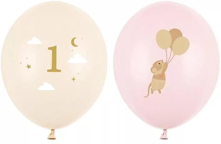 Balony Myszki z cyferką 1 Pale Pink 30cm - tantis.pl