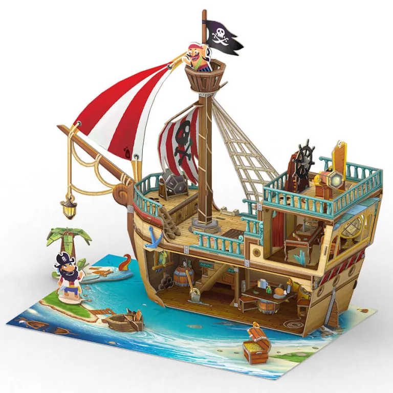 Puzzle 3D Statek piracki ze skarbem - tantis.pl