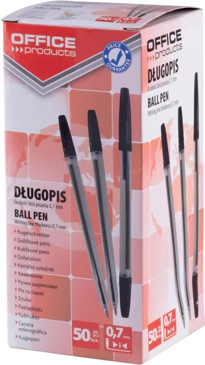 Paczka Długopis Office Products 1,0mm czarny 50 sztuk - tantis.pl