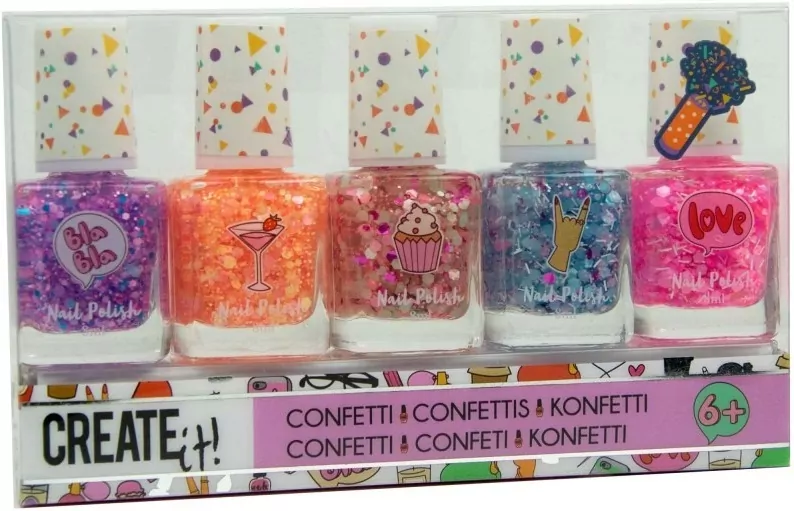 Lakier do paznokci dla dzieci. Confetti 5 szt. - tantis.pl