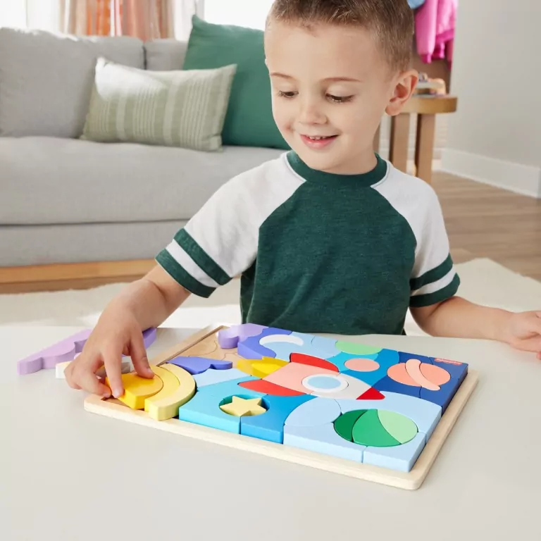 Fisher Price. Drewniane puzzle kosmos - tantis.pl