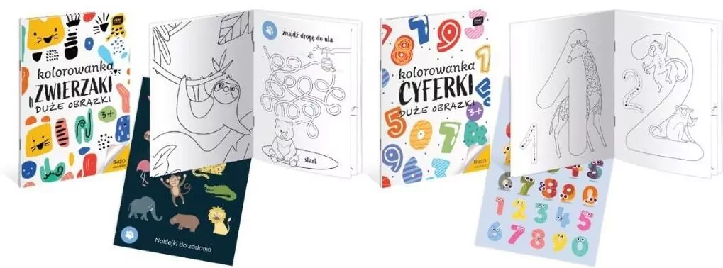Kolorowanka A4/16K z naklejkami cyferki,zwierzaki - tantis.pl